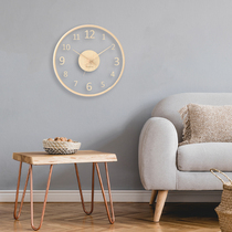 MJK clock solid wood glass wall clock living room home fashion simple clock hanging wall light luxury Nordic creative decoration