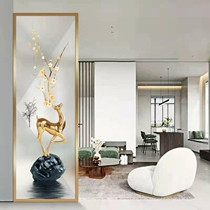 Art glass screen double-sided living room partition painted frosted entrance bedroom background wall Town House Zhaocai deer