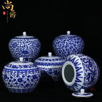 Jingdezhen ceramics antique blue and white storage jar candy jar with lid sealed jar home accessories living room ornaments