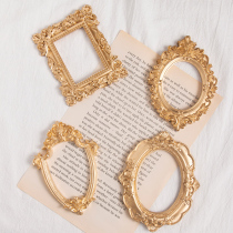 Golden retro photo frame ins Wind resin material nail jewelry cosmetics decoration European-style Noble net red ornaments accessories shooting auxiliary hand holding photo props photography background
