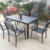Outdoor plastic wood table and chairs Courtyard Embalming Wood Outdoor Leisure Table Garden Open-air Balcony Cafe Table And Chairs Combination