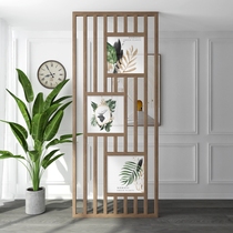 Nordic screen partition living room light luxury simple entrance hotel decoration solid wood hollow vertical bar seat screen