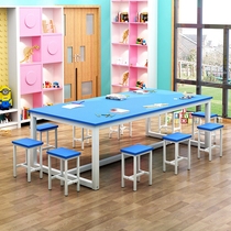 Primary School Kindergarten Color Class Table And Chairs Children Painting Room Table Fine Art Manual Painting Desk Tutorial Tutoring Class Training Desk