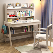 Children Solid Wood Student Desk Bookshelf Integrated Table Small Family Type Girl Bedroom Cabinet Chair Set Of Combined Study Table