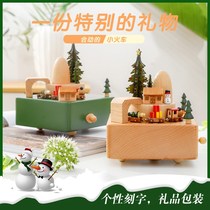 Sky City Carousel Train Wooden Music Box Music Box Creative Children's Birthday Christmas Gift
