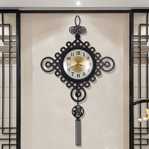 New Chinese living room decoration wall clock home silent hanging table Chinese knot atmospheric metal classical fashion quartz clock