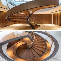 Dais staircase arc ladder Villa jumping layer rotating staircase steel plate glass custom creative whole ladder) Kunming Red Star