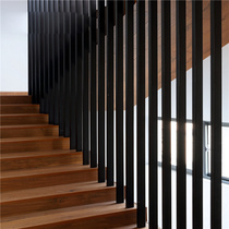 Mei step factory custom steel wood straight ladder glass guardrail Villa overall solid wood Indoor stairs custom free measurement