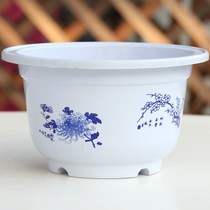Round outdoor plastic flowerpot large family gardening balcony Chinese style thickened simple planting tree planting flowerpot clearance