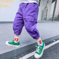 Boys pants shorts summer thin baby cotton ankle-length pants children casual pants small childrens clothing Capri pants tide
