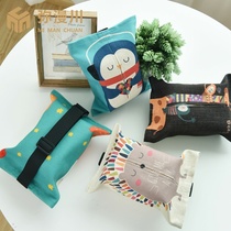 Car tissue box ins drawing Box storage cloth tissue bag chair back hanging sun visor tissue cover strap