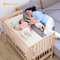 Harrow world full beech crib splicing large bed Solid wood baby bed multi-function bed newborn bb can be moved