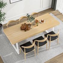 Wrought iron solid wood dining table simple retro rectangular computer desk desk large board long table conference living room large desk