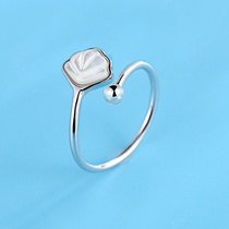 S925 sterling silver one-shell ring female ins niche design cold wind simple opening white fritillary ring jewelry