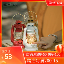 HOMFUL outdoor hand-held vintage camping light led retro horse lantern kerosene tent camping atmosphere lighting