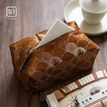 New Chinese light luxury tissue box fabric set high-end drawing paper box living room household model style Fujian homestay Court