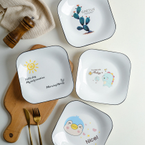 (4 Clothing) Creative ceramic Western dining trays Quad disc buffet trays Water fruit Sharapan Home Dish Deep Plate