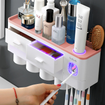  Automatic toothpaste squeezer artifact Wall-mounted squeezer set Household punch-free bathroom toothbrush rack