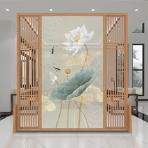 New Chinese style screen partition Living room solid wood office landscape mobile seat screen Hotel modern simple entrance fence
