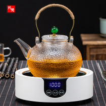 High temperature resistant hammer grain glass pot lifting beam teapot boiling water Tea health pot light luxury small electric pottery stove tea cooker