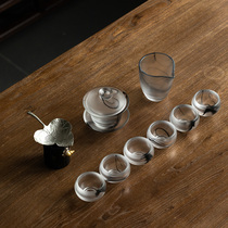 Liuli Kung Fu tea set Jade porcelain Jade household simple set of high-end gift boxes Gift office use