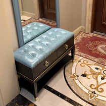 New Chinese style shoe replacement stool type shoe cabinet solid wood storage stool household multifunctional storage stool light luxury shoe stool door