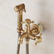Full copper retro balcony mop pool tap Single cold spray gun tap integrated into the wall tap
