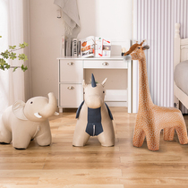 Giraffe animal stool creative elephant chair leather unicorn ornaments child seat bench living room shoe stool