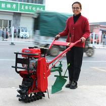 Little Red Bull Chain Rail Micro-Tiller Small Crawler Land Plough Mountain Machine Multi-function ditch and Ridge new type of soil turning