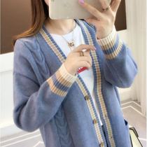 Spring and autumn sweater coat women's cardigan autumn and winter 2020 new women's Korean loose wool knit sweater lazy style