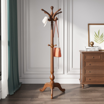 Full solid wood hanger floor-to-ceiling bedroom household coat rack Chinese living room hanging clothes high-end art vertical shelf