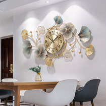 New Chinese creative clock wall clock living room dining room clock light luxury wall decorative clock art atmospheric wall watch