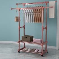 Aluminum alloy drying rack floor-to-ceiling double pole drying rack indoor sun rack balcony single pole household hanging clothes rack