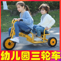  Kindergarten childrens tricycle double bicycle Childrens preschool stroller with bucket Outdoor toy car can take people