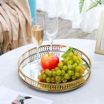 Bronze round tray alloy rectangular soft decoration hotel model room mirror decoration utensils