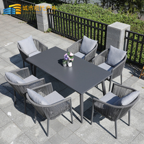 Outdoor table and chairs Villa Courtyard Nordic Table balcony Fujinchairs Modern outdoor garden Courtyard Terrace long table Composition