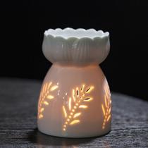 Cross-border aroma furnace white hollow ceramic furnace teawax heating furnace aromatherapy supplies