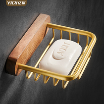 Punch-free solid wood bathroom soap dish rack toilet soap box wall-mounted soap box wall-mounted drain