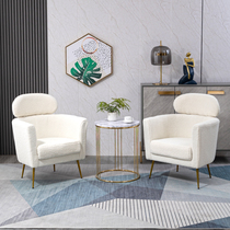 Balcony small table and chair combination three-piece set tea Net red light luxury leisure bedroom living room lamb velvet single sofa chair