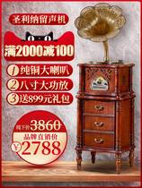 San Lina American style solid wood retro phonograph European living room vintage vinyl record player antique big speaker audio