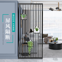 Simple modern stainless steel decorative screen partition wall entrance hall cabinet living room bedroom shelter home light luxury