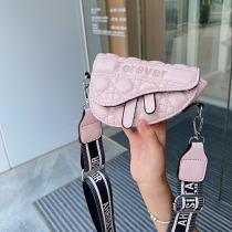 ins fashion Korean style version of foreign style embroidery women children wide shoulder strap mini crossbody change saddle bag bag womens bag