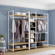 Bedroom home coat rack double layer belt curtain hanger dustproof floor rental room hanging pants wardrobe cloakroom
