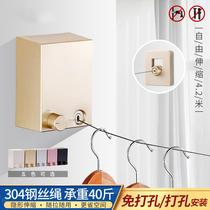  Invisible shrink clothesline Indoor punch-free telescopic clothes rack Bathroom bathroom drying clothes artifact cold clothes