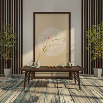 New Chinese style screen living room office entrance door bedroom block home mobile screen semi-permeable yarn solid wood seat screen