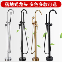 Huida official flagship store full copper antique hot and cold floor-standing bathtub faucet cylinder side vertical independent wooden barrel stand