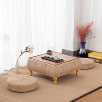 Rattan straw woven Japanese tatami tea table window table small coffee table window table Kang several floor short tea table Kang table
