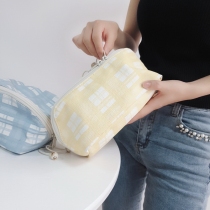 2021 new finishing hand bag toast bag check bag large capacity storage bag wash bag PU waterproof cosmetic bag