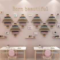 Nail art shelves on the wall Nail polish glue display rack Cosmetics storage Nail shop wall shelf Net red shelf