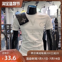 2021 Mens short-sleeved summer European station crew neck printing hot diamond base shirt Slim fashion casual breathable T-shirt
